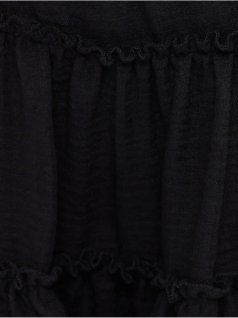 Gonna a balze intrecciata con elastico in vita Nero - Kiabi
