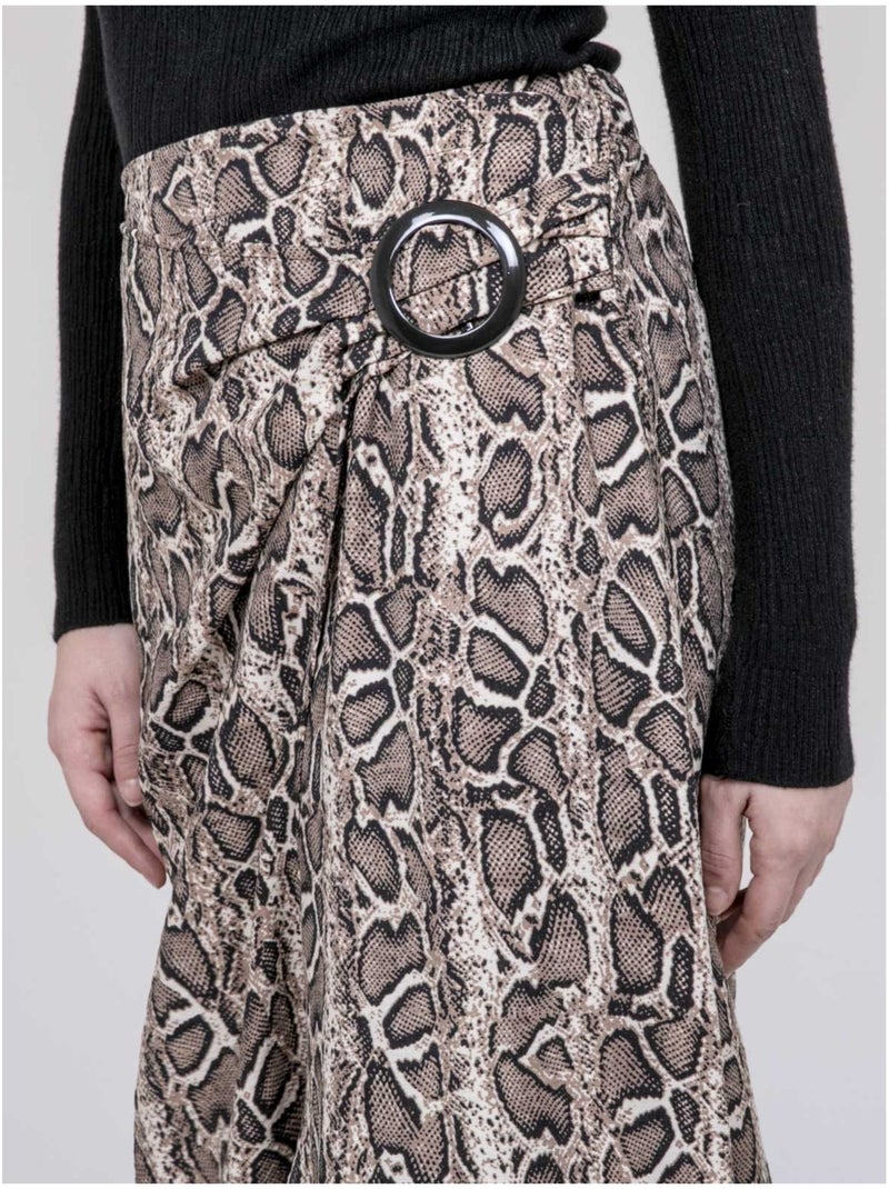 Gonna a mezza lunghezza stampa python XAVIA Beige - Kiabi