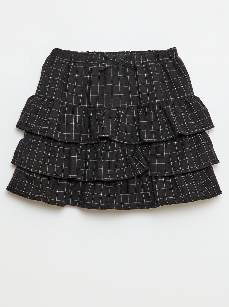 Gonna a quadri in cotone Grigio - Kiabi