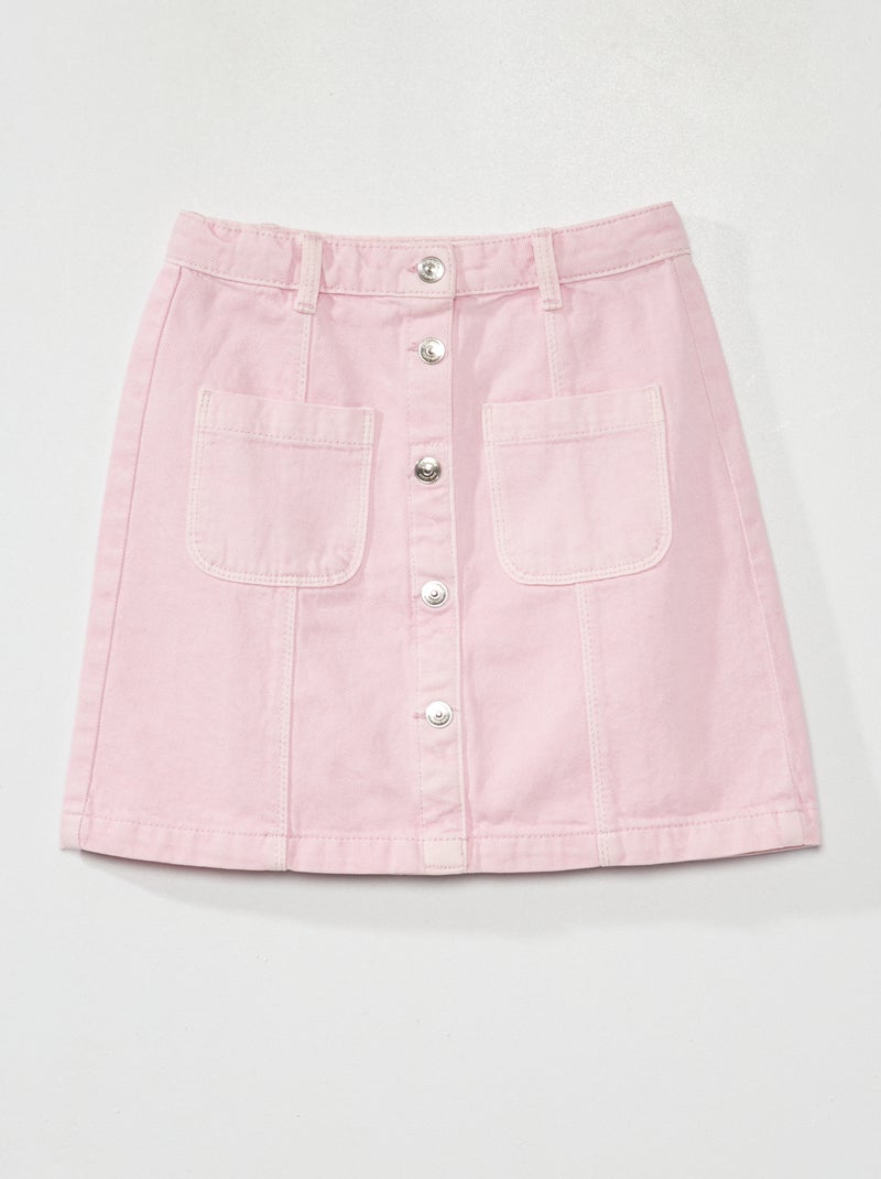 Gonna a trapezio in jeans ROSA - Kiabi