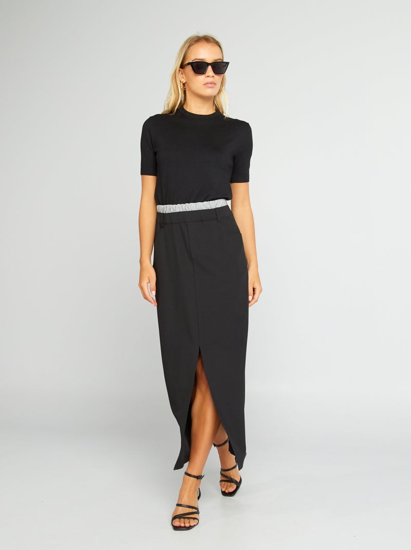 Gonna a tubino effetto sottoveste nero - Kiabi