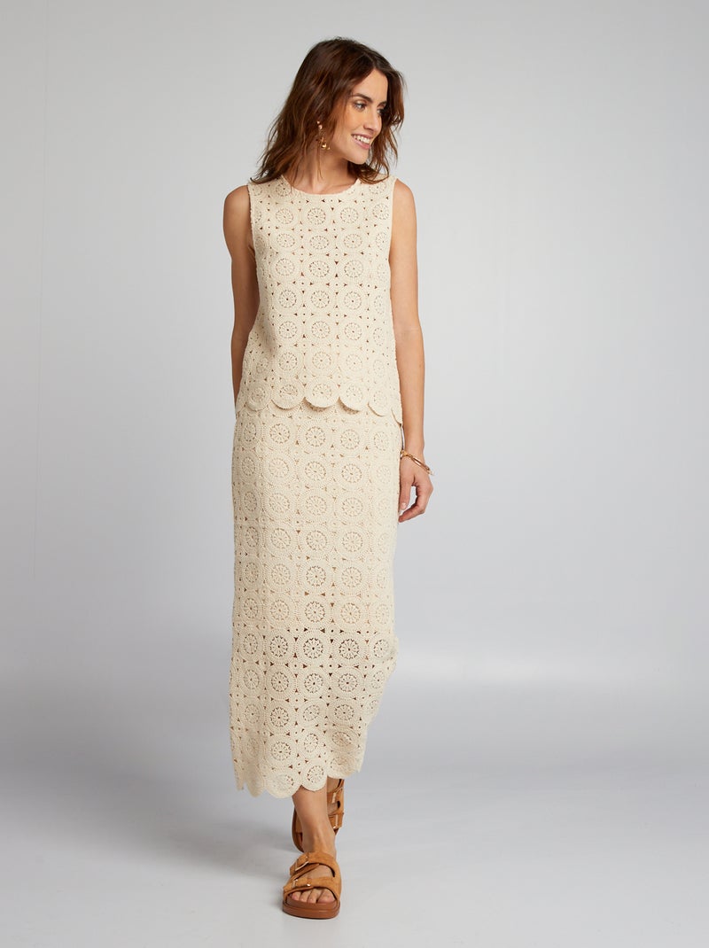 Gonna a tubino in macramé BEIGE - Kiabi