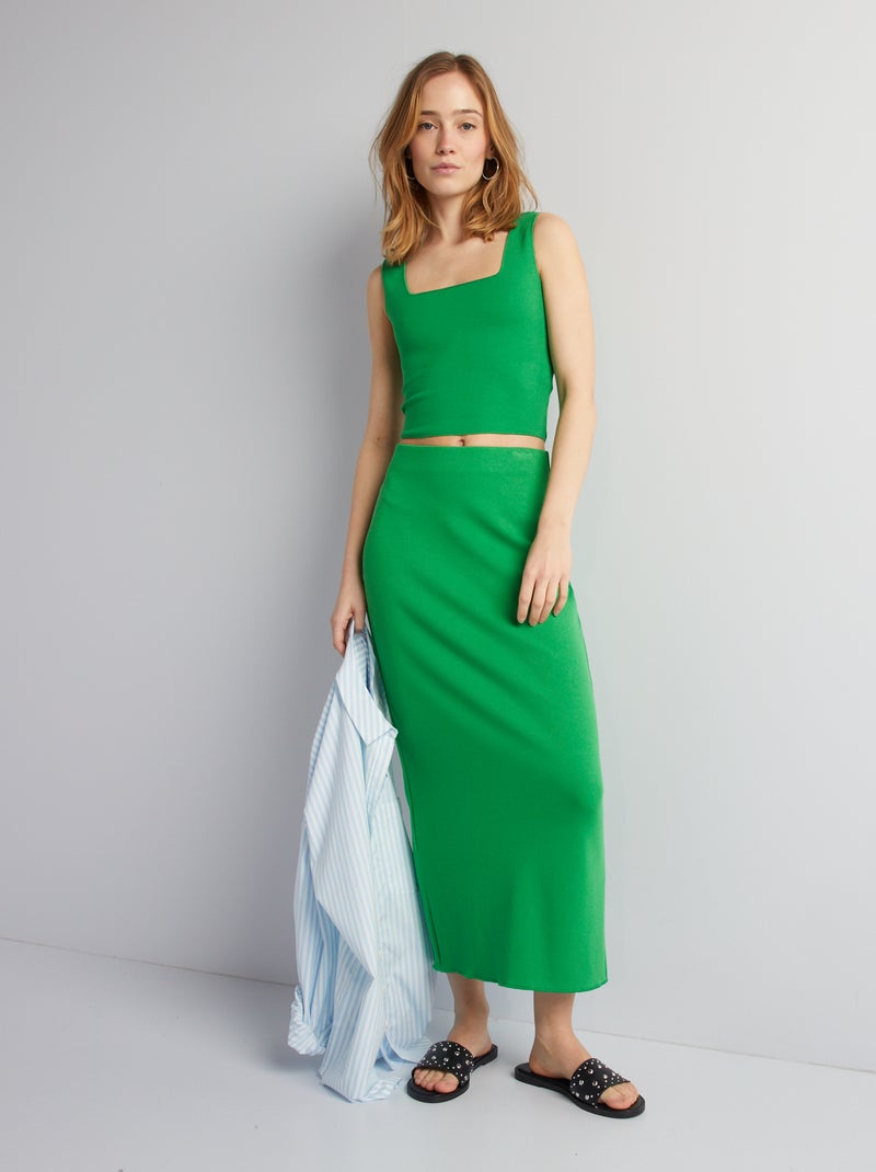 Gonna a tubino in maglia VERDE - Kiabi