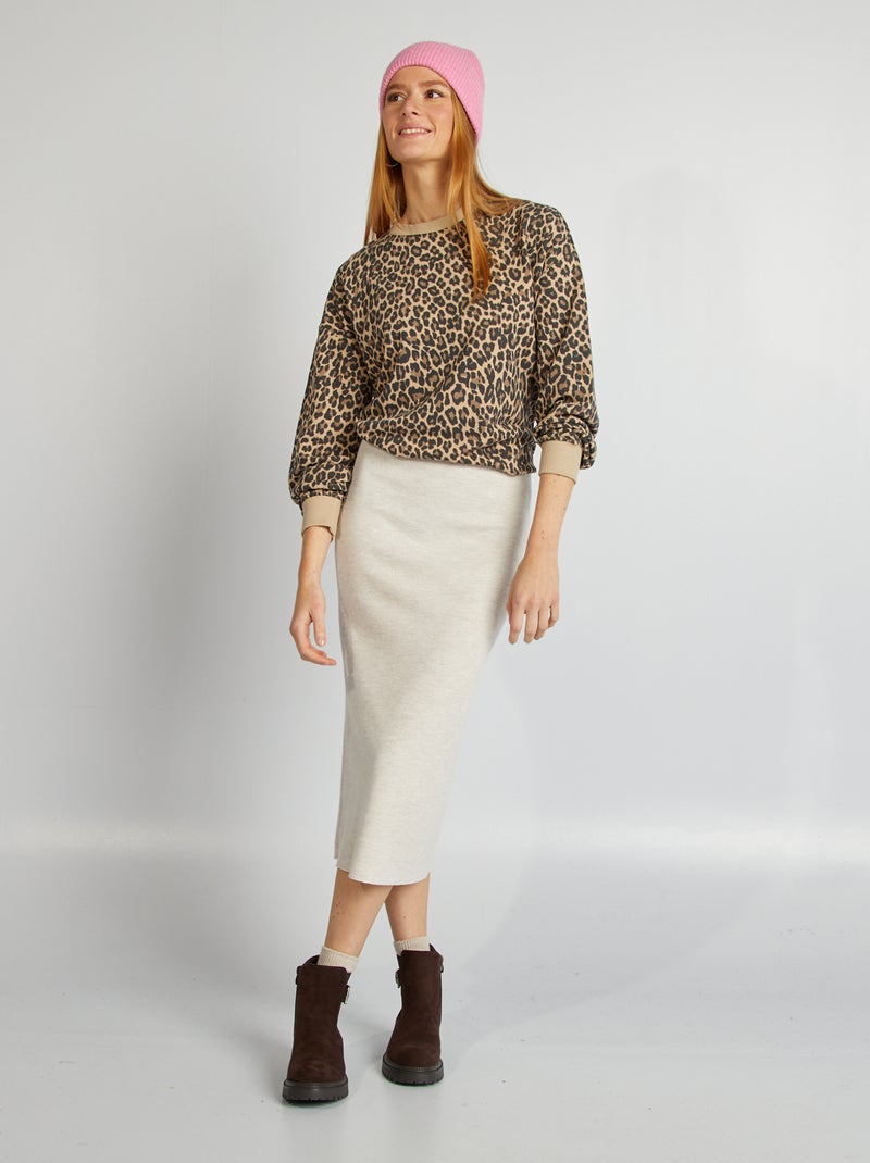 Gonna a tubino lavorata a maglia BEIGE - Kiabi