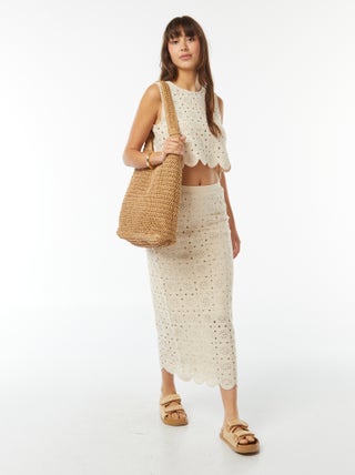 Gonna a tubino lunga in macramé