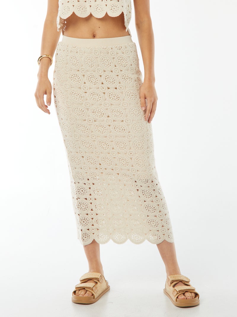Gonna a tubino lunga in macramé Beige - Kiabi