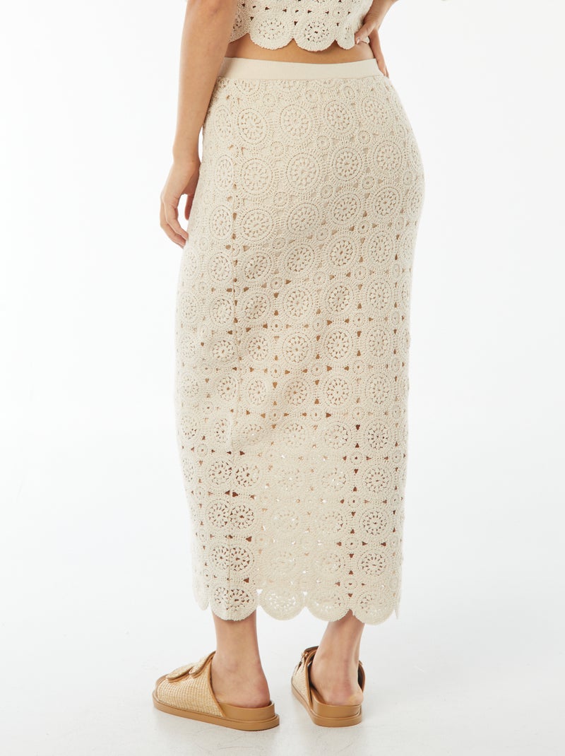 Gonna a tubino lunga in macramé Beige - Kiabi
