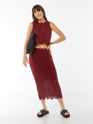 Gonna a tubino lunga in macramé