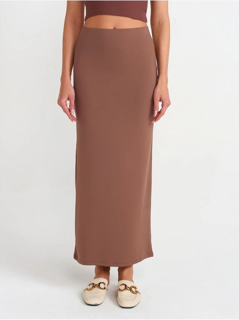 Gonna a tubino maxi a vita alta dilvin Marrone - Kiabi