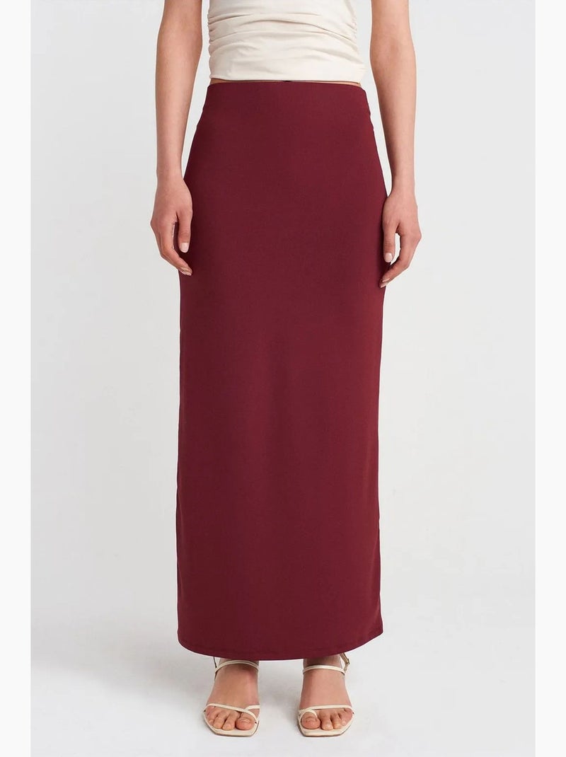Gonna a tubino maxi a vita alta dilvin Rosso bordeaux - Kiabi