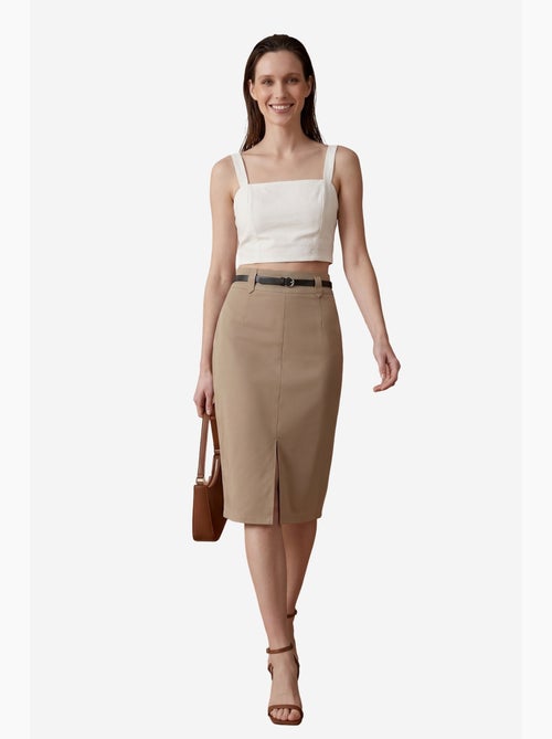 Gonna a tubino midi a vita alta con spacco my fashion - Kiabi Gonna a tubino midi a vita alta con spacco my fashion - Kiabi