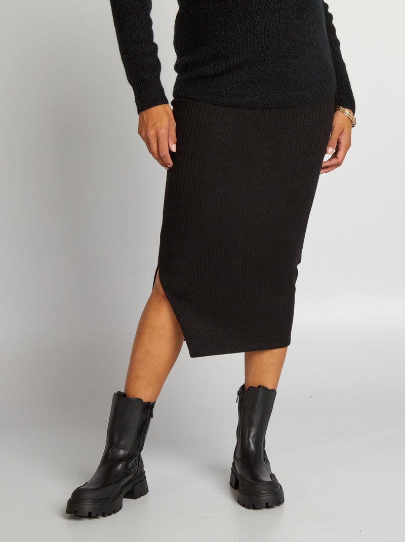 Gonna a tubino premaman in maglia a costine nero - Kiabi