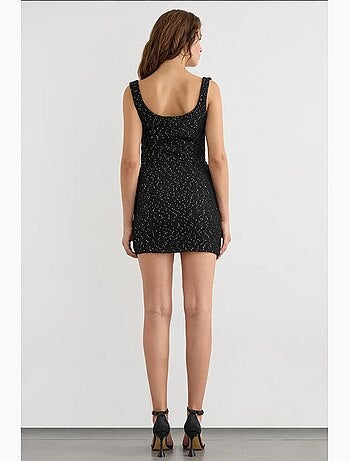 Gonna avvolgente in maglia con paillettes, orlo senza cuciture e cintura hiccup