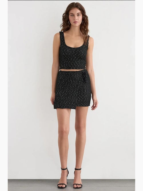 Gonna avvolgente in maglia con paillettes, orlo senza cuciture e cintura hiccup - Kiabi Gonna avvolgente in maglia con paillettes, orlo senza cuciture e cintura hiccup - Kiabi