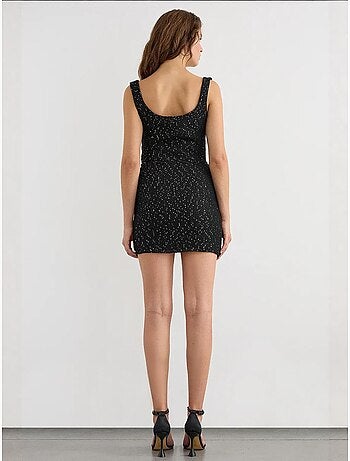 Gonna avvolgente in maglia con paillettes, orlo senza cuciture e cintura