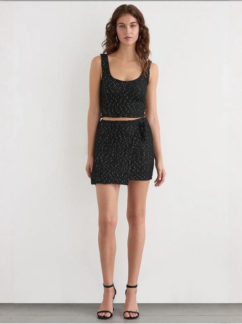 Gonna avvolgente in maglia con paillettes, orlo senza cuciture e cintura - Kiabi Gonna avvolgente in maglia con paillettes, orlo senza cuciture e cintura - Kiabi