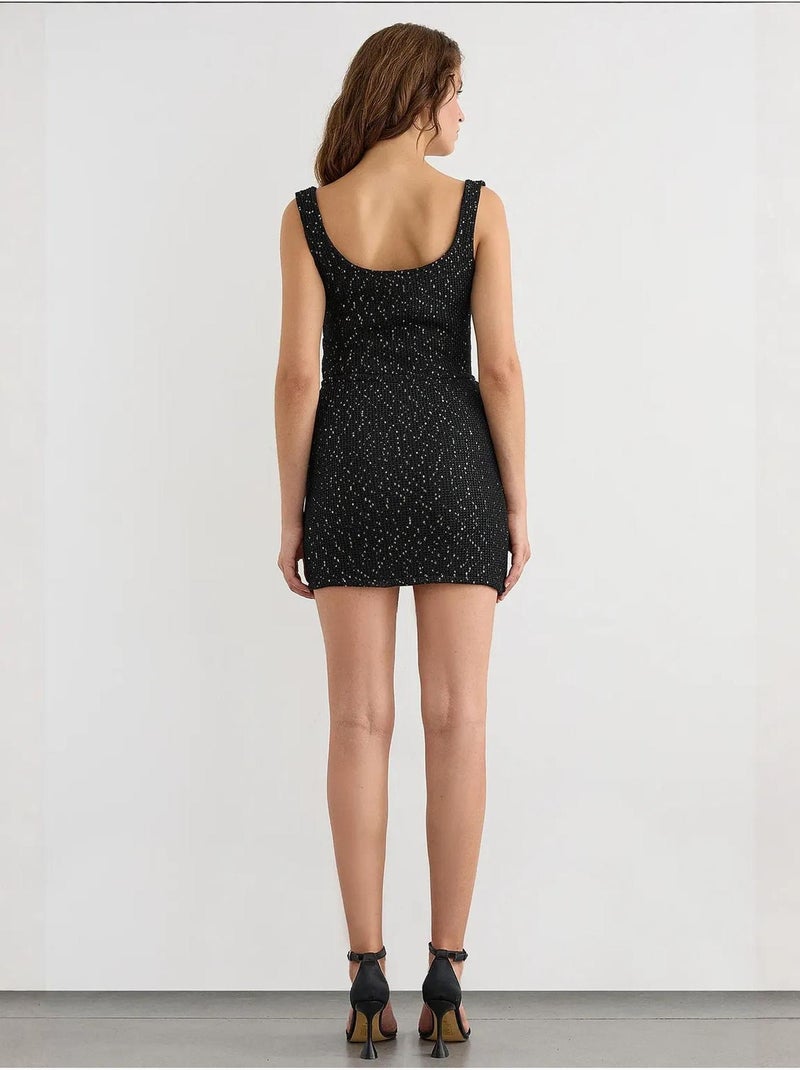 Gonna avvolgente in maglia con paillettes, orlo senza cuciture e cintura Nero - Kiabi
