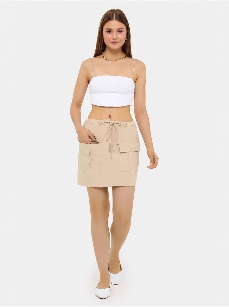 Gonna cargo a vita bassa in cotone hiccup Beige naturale - Kiabi