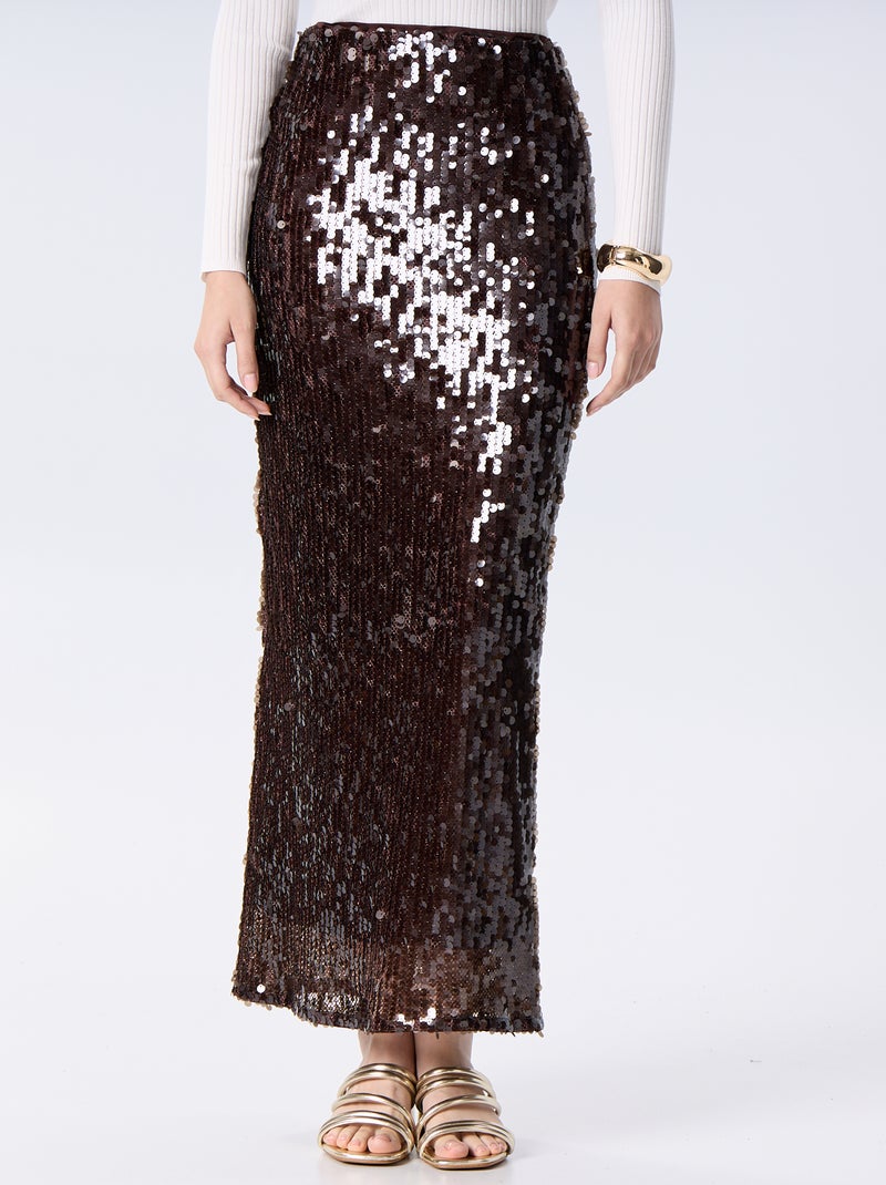 Gonna con paillettes Marrone - Kiabi
