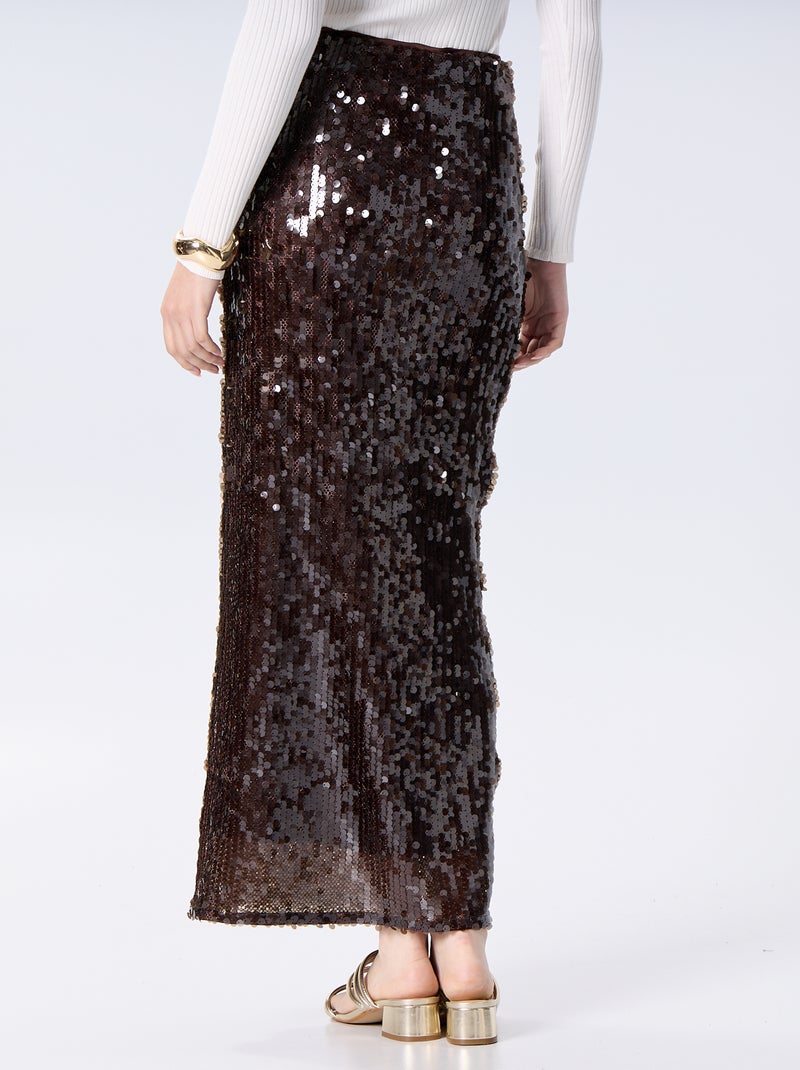 Gonna con paillettes Marrone - Kiabi