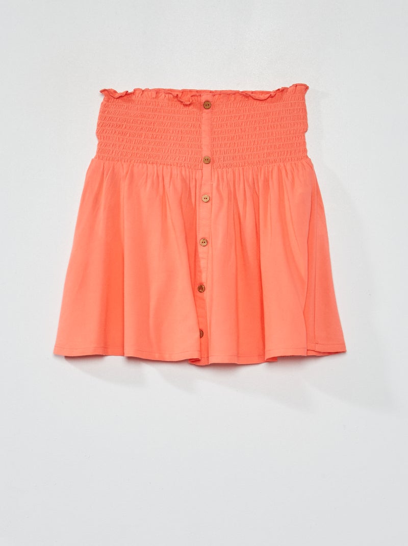 Gonna con vita a punto smock arancione - Kiabi