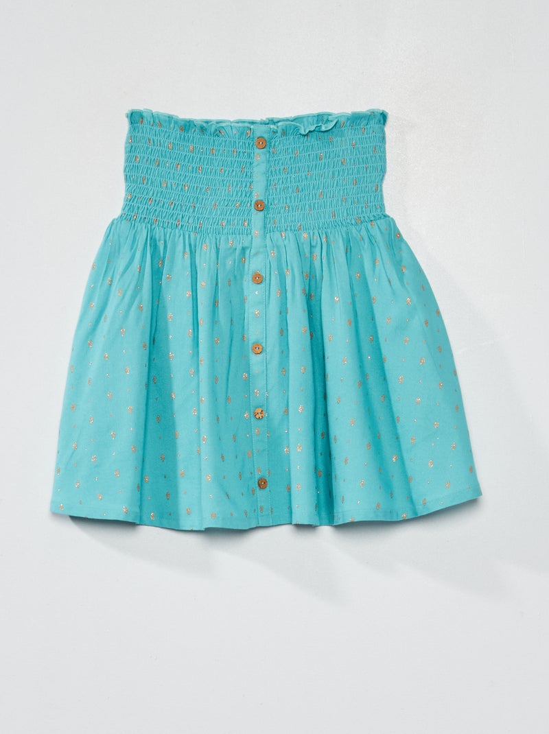 Gonna con vita a punto smock BLU - Kiabi