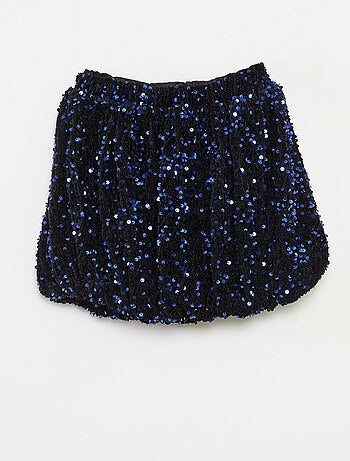 Gonna corta a paillettes tinta unita