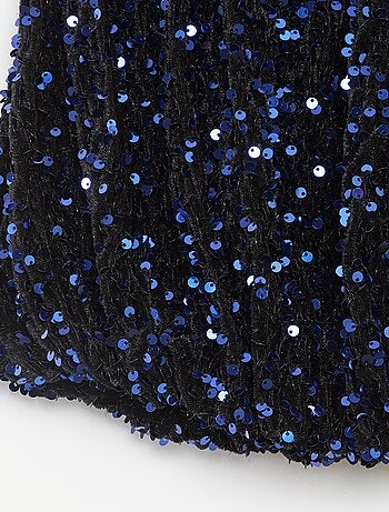 Gonna corta a paillettes tinta unita