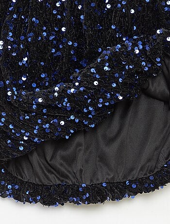 Gonna corta a paillettes tinta unita