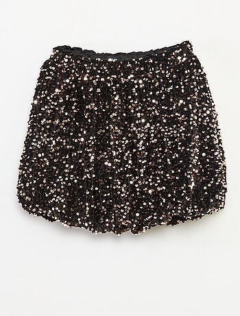 Gonna corta a paillettes tinta unita