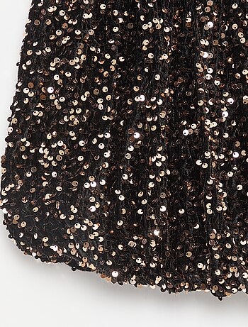Gonna corta a paillettes tinta unita