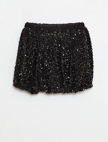 Gonna corta a paillettes tinta unita