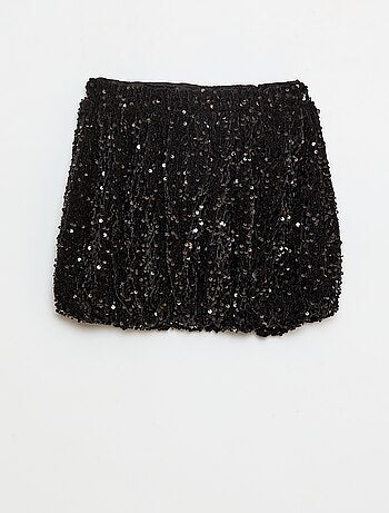 Gonna corta a paillettes tinta unita