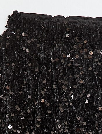 Gonna corta a paillettes tinta unita