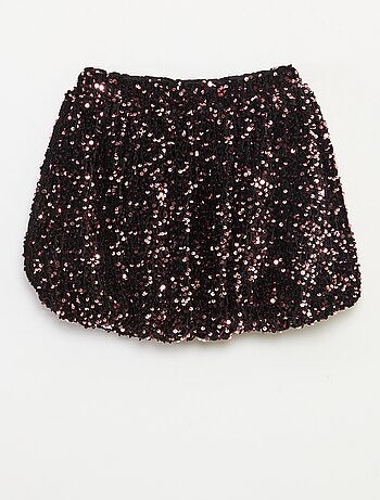 Gonna corta a paillettes tinta unita