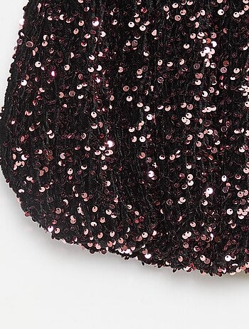 Gonna corta a paillettes tinta unita
