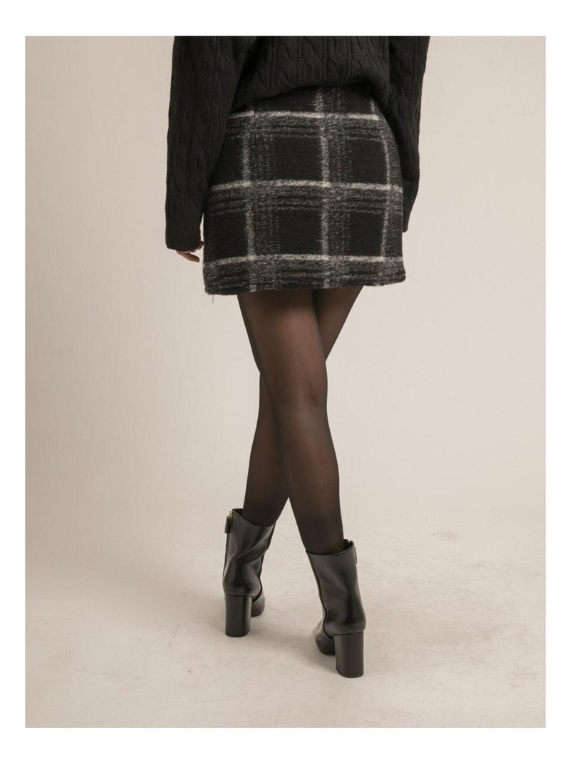 Gonna corta a quadri XARILIA Nero - Kiabi