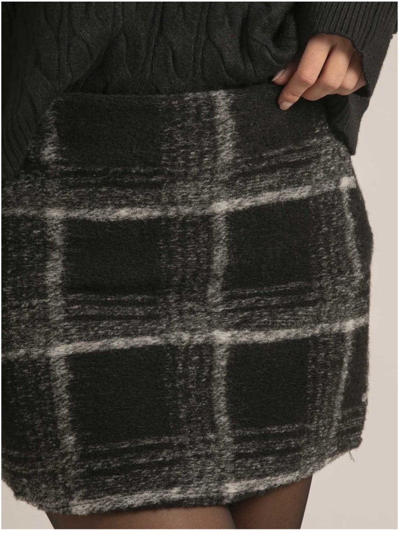 Gonna corta a quadri XARILIA Nero - Kiabi