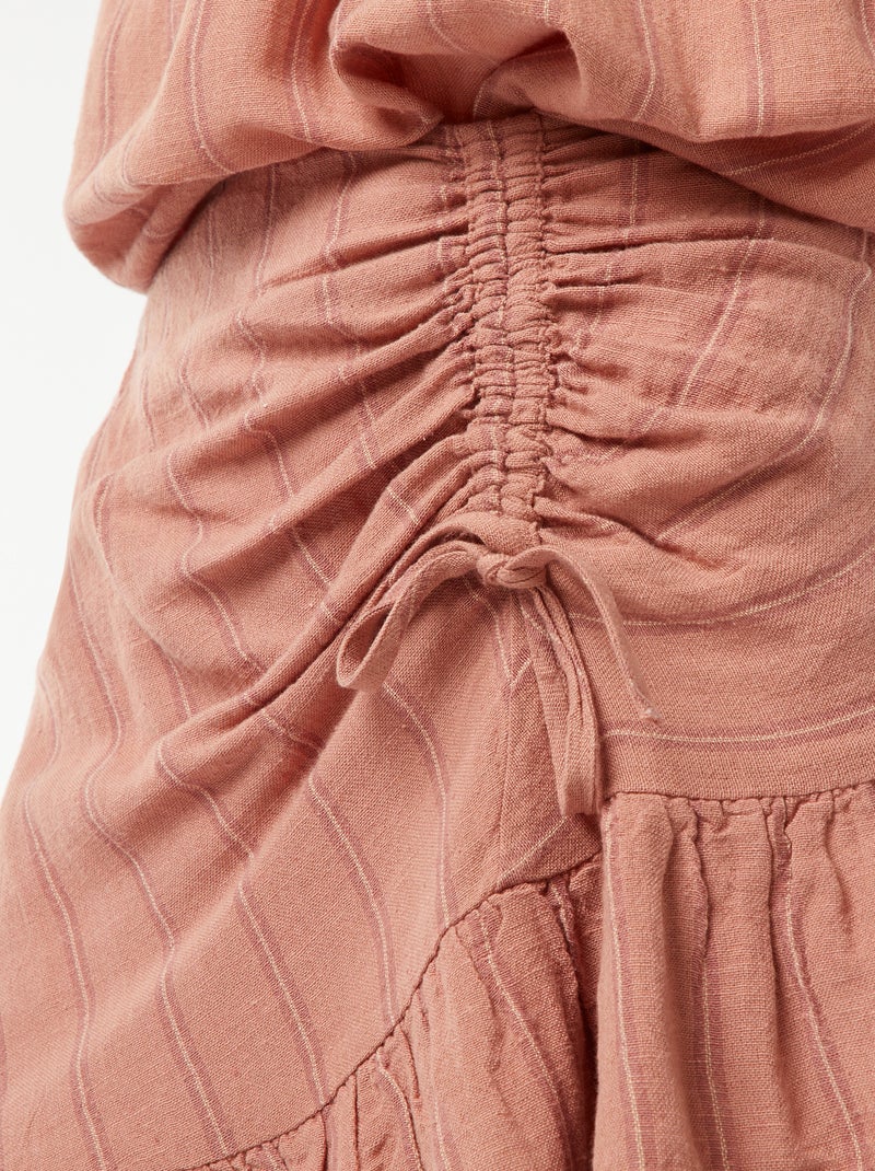 Gonna corta con balze e volant sul fondo ROSA - Kiabi