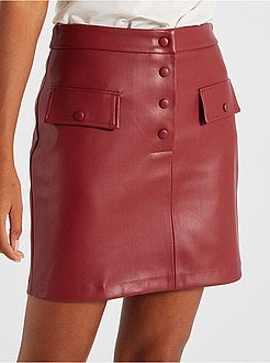 Gonna corta con bottoni in similpelle - Kiabi