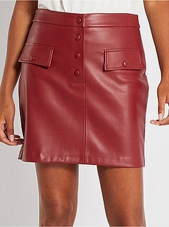 Gonna corta con bottoni in similpelle - Kiabi