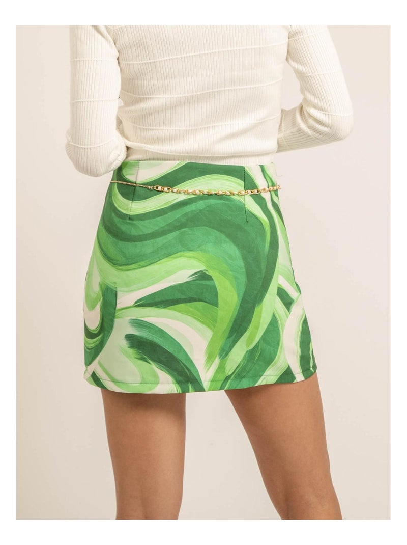 Gonna corta con motivi avec ceinture XEVRY Verde - Kiabi