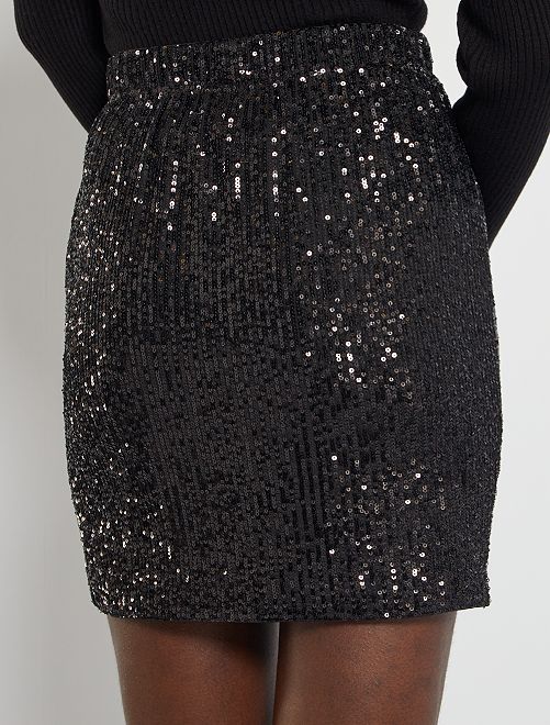 Gonna corta con paillettes - nero - Kiabi - 15.00€