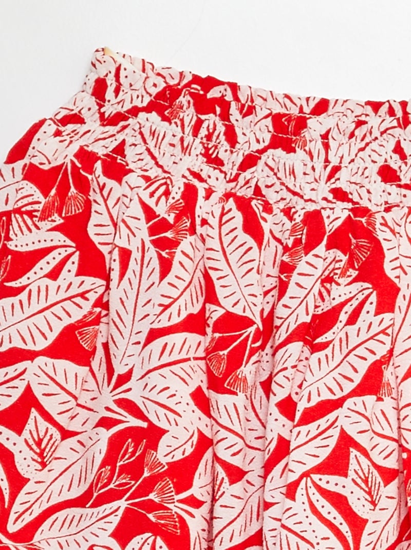 Gonna corta con volant e stampa ROSSO - Kiabi