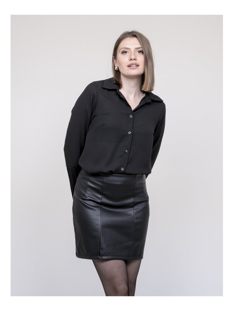 Gonna corta dritta in similpelle XOCHI Nero - Kiabi