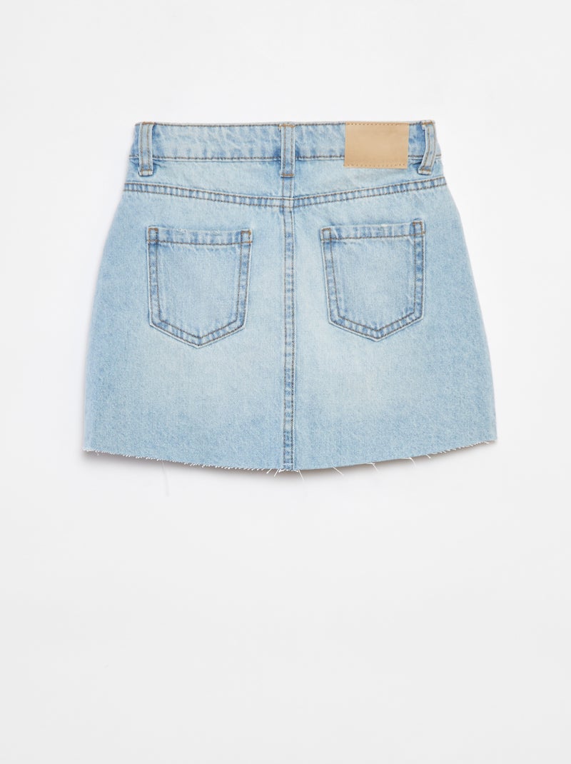Gonna corta in denim tinta unita taglio a vivo Blu - Kiabi