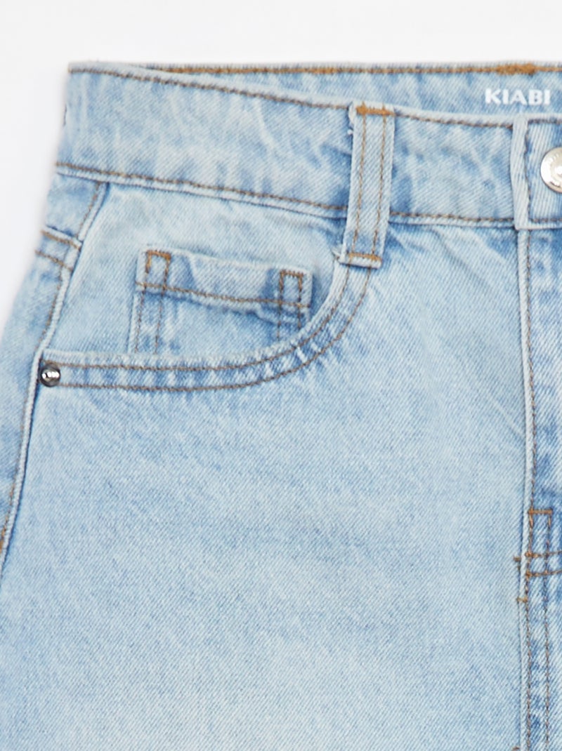 Gonna corta in denim tinta unita taglio a vivo Blu - Kiabi