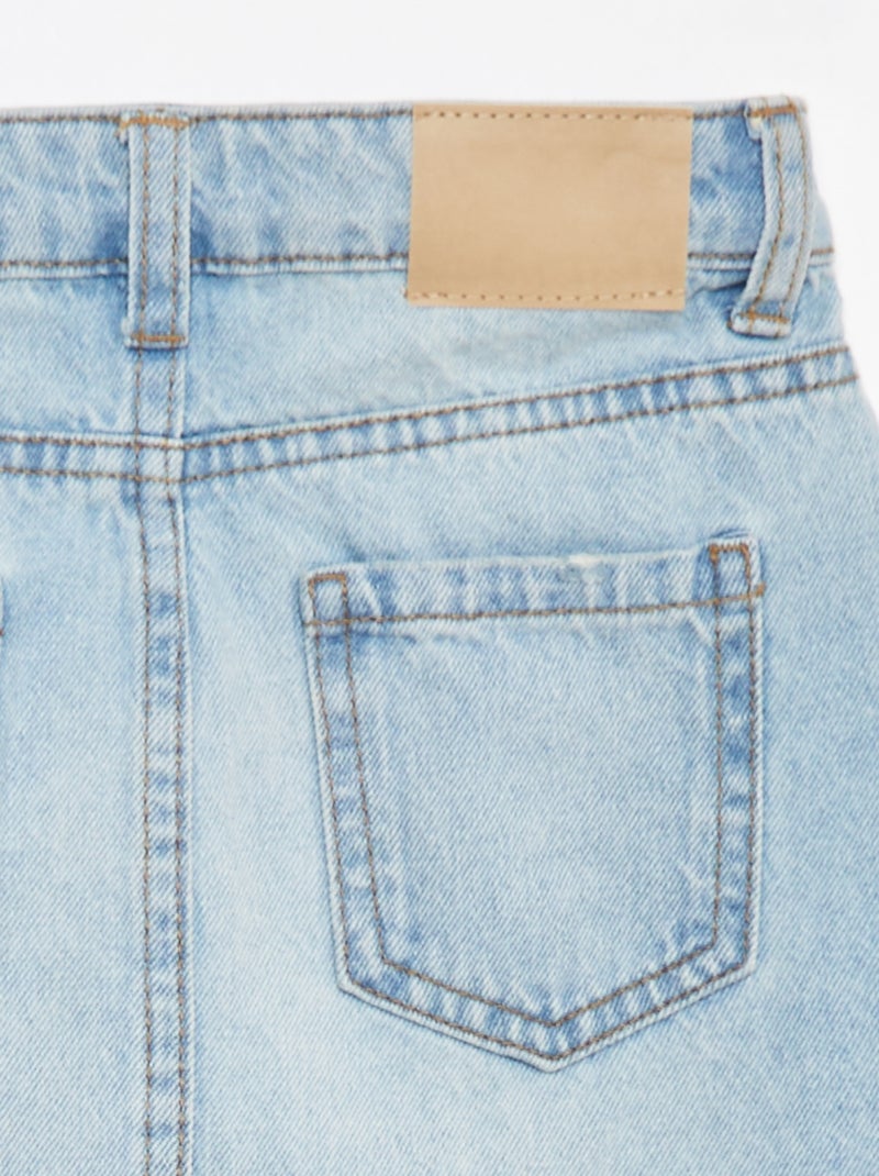 Gonna corta in denim tinta unita taglio a vivo Blu - Kiabi