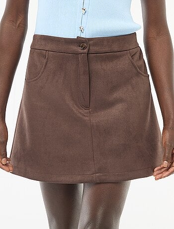 Gonna corta in ecopelle scamosciata