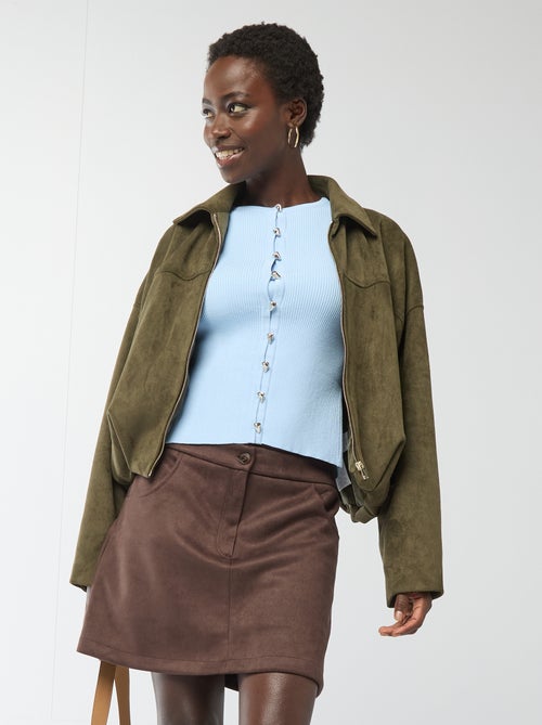 Gonna corta in ecopelle scamosciata - Kiabi